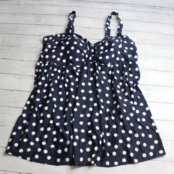 Evans Women's Swim Dress Plus Size 26 26W Navy Blue White One Piece - Picture 1 of 9